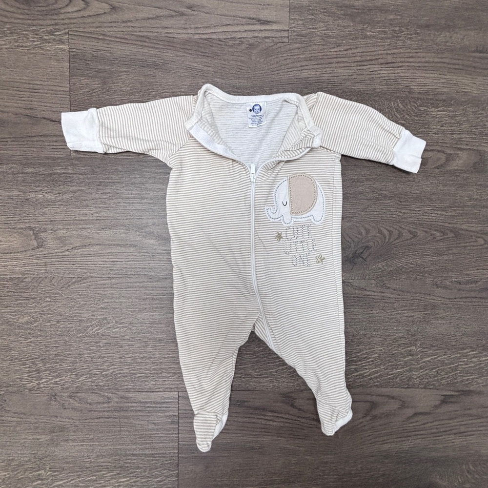 Newborn Burt's Bees Babyx1, Gerberx3 Footies Set w Elbow Patches & Graphics - Picture 5 of 11